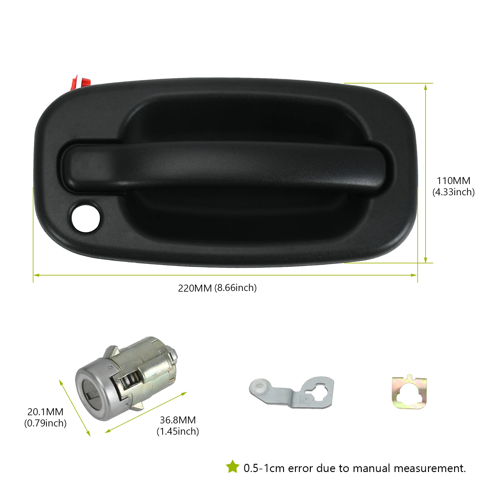 2 مقبض باب خارجي أمامي مع 2 قفل باب + 2 مقبض باب خارجي خلفي 15034985 15721572   لشيفي سيلفرادو 3500 99-06