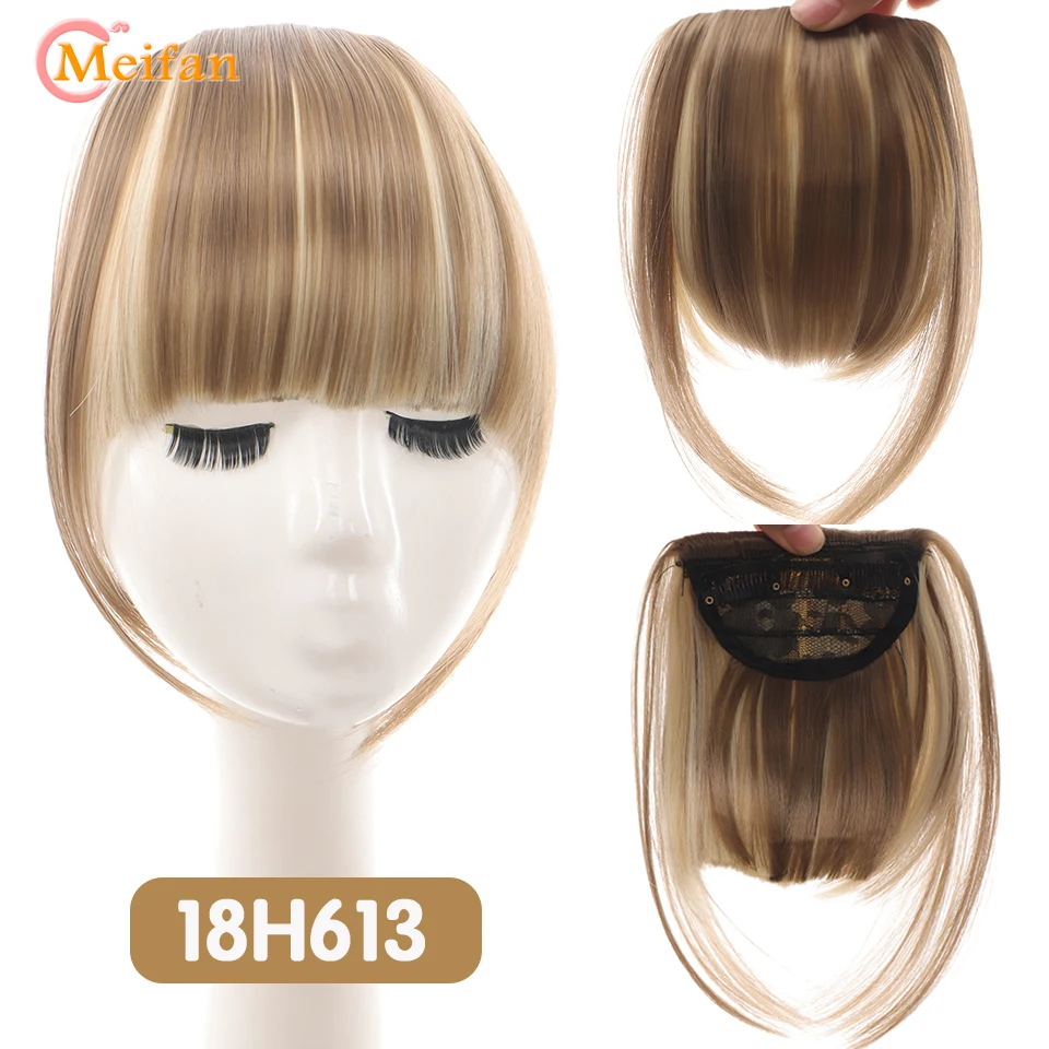 MEIFAN Synthetic Short Bangs Hairpieces Black Red Cosplay Hair Women Natural Fake Hair Bangs Clip In Hair Bangs Extensions