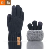 Xiaomi Youpin Warm Full Finger Gloves Winter Touchscreen Double Layer Gloves Men's Woman Thickening Wool Knitted Driving Glove