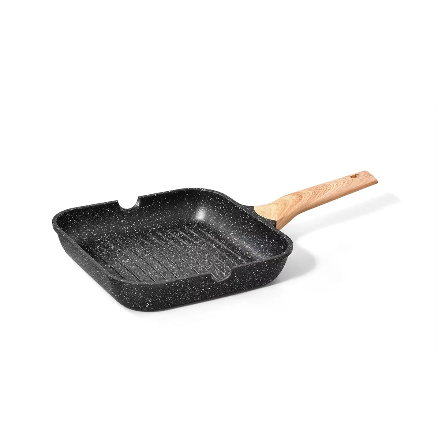 Sartén cuadrada de diseño para freír carne, con revestimiento de mármol, tipo grill, de fundición a presión, antiadherente, para sopas, caldos y desayunos