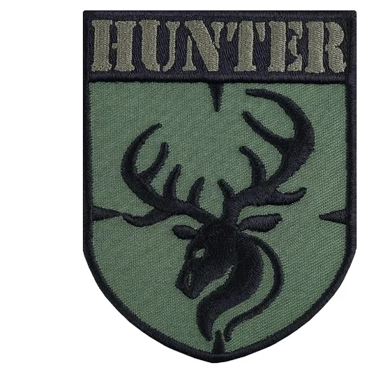 Hunter Morale Badge Shooting Elk Embroidered Hook and Loop Patches for Clothing Tactical Backpack Decoration Sticker