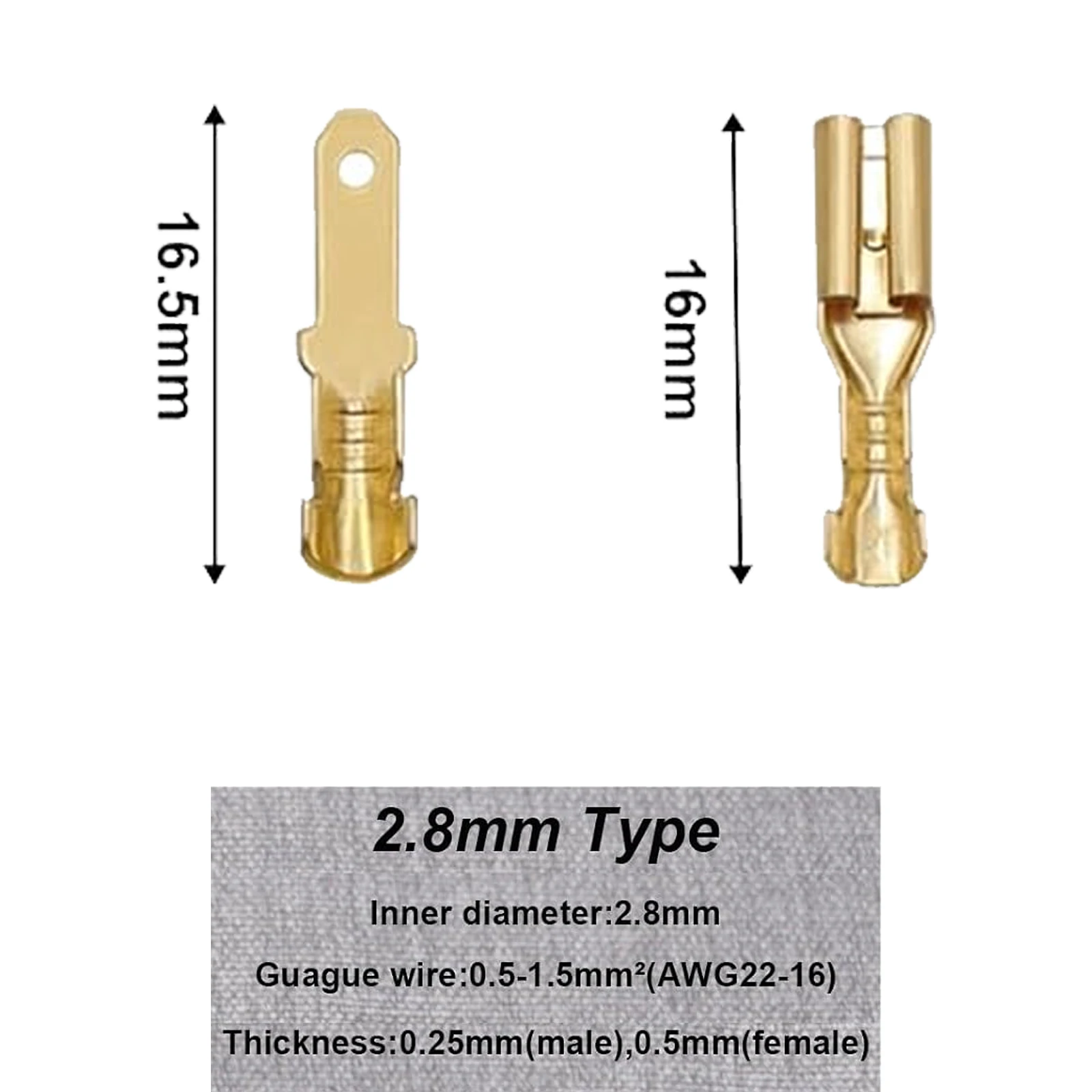 2.8mm Electrical Wire Connector Cable Terminal Plug Male Female For Automotive Motorcycle Bike Car