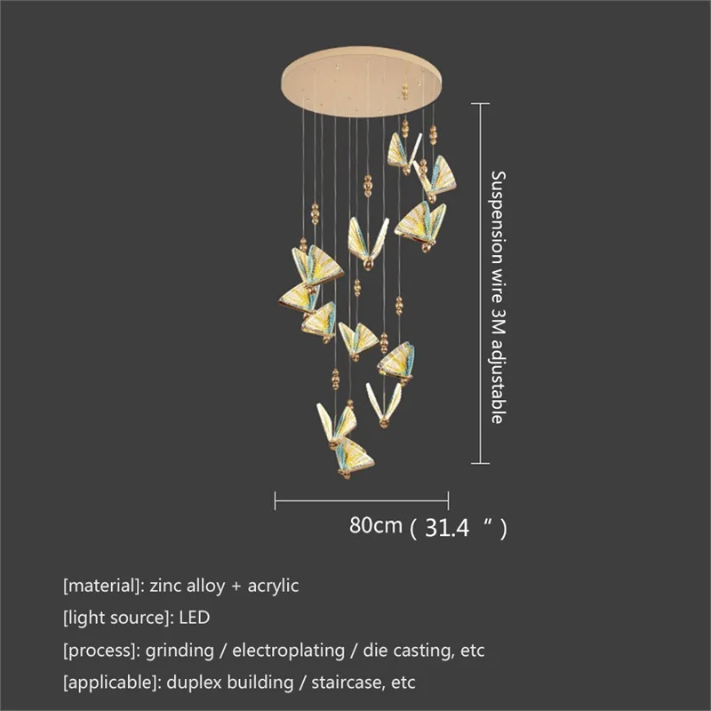 DEBBY Nordic Butterfly lampadario lampade infissi moderne lampade a sospensione casa LED per scale Hall