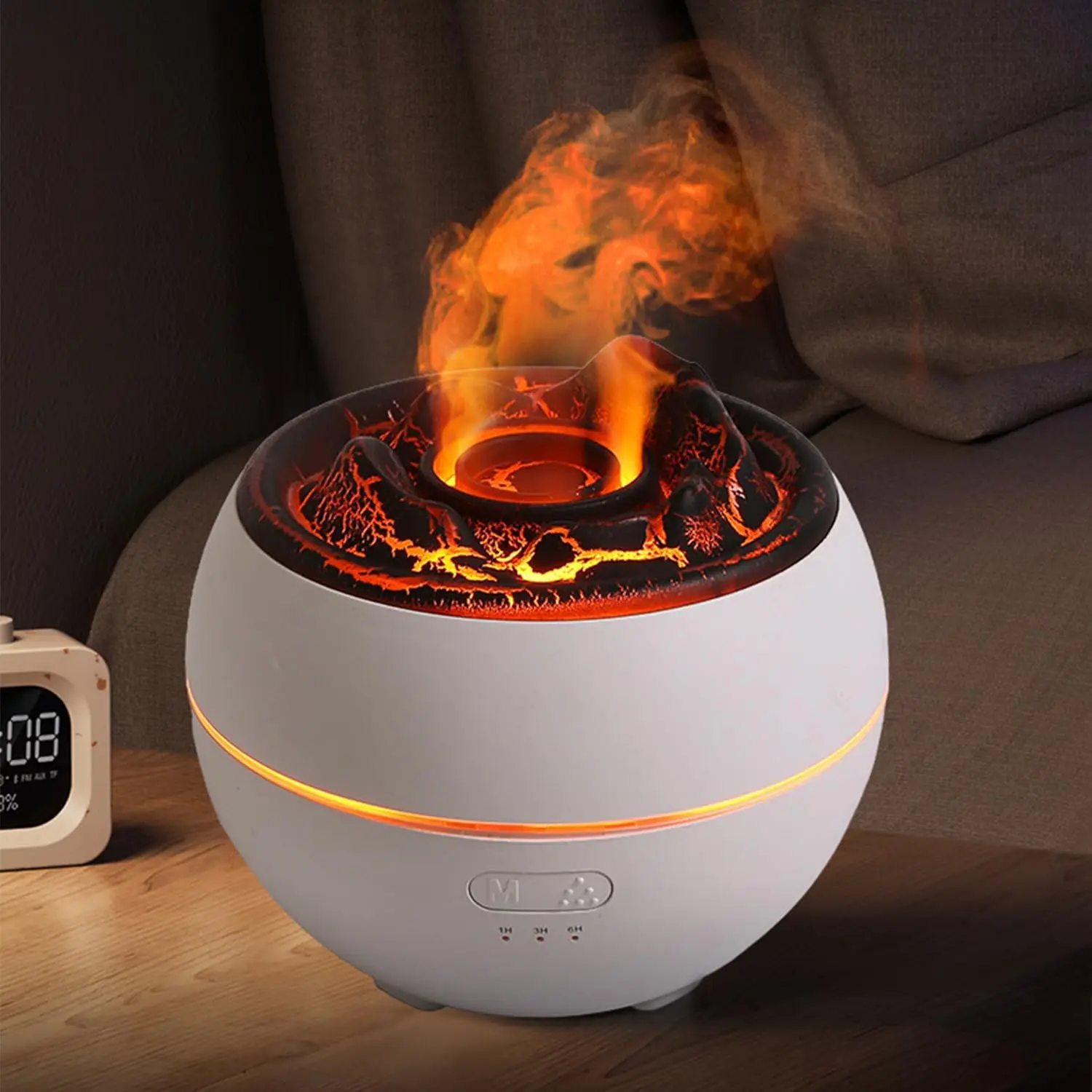 Volcano Flame Fire Oil Diffuser, 360ml Ultrasonic Cool Mist Aromatherapy Humidifier, Timer & Auto Shut-Off for Home