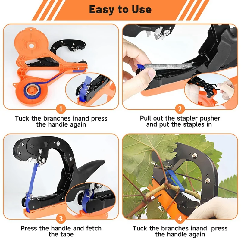 Plant Tying Machine - Plant Tape Tool With Tapes And Staples, Light Weight Plant Vine Tying Tape Machine Tool