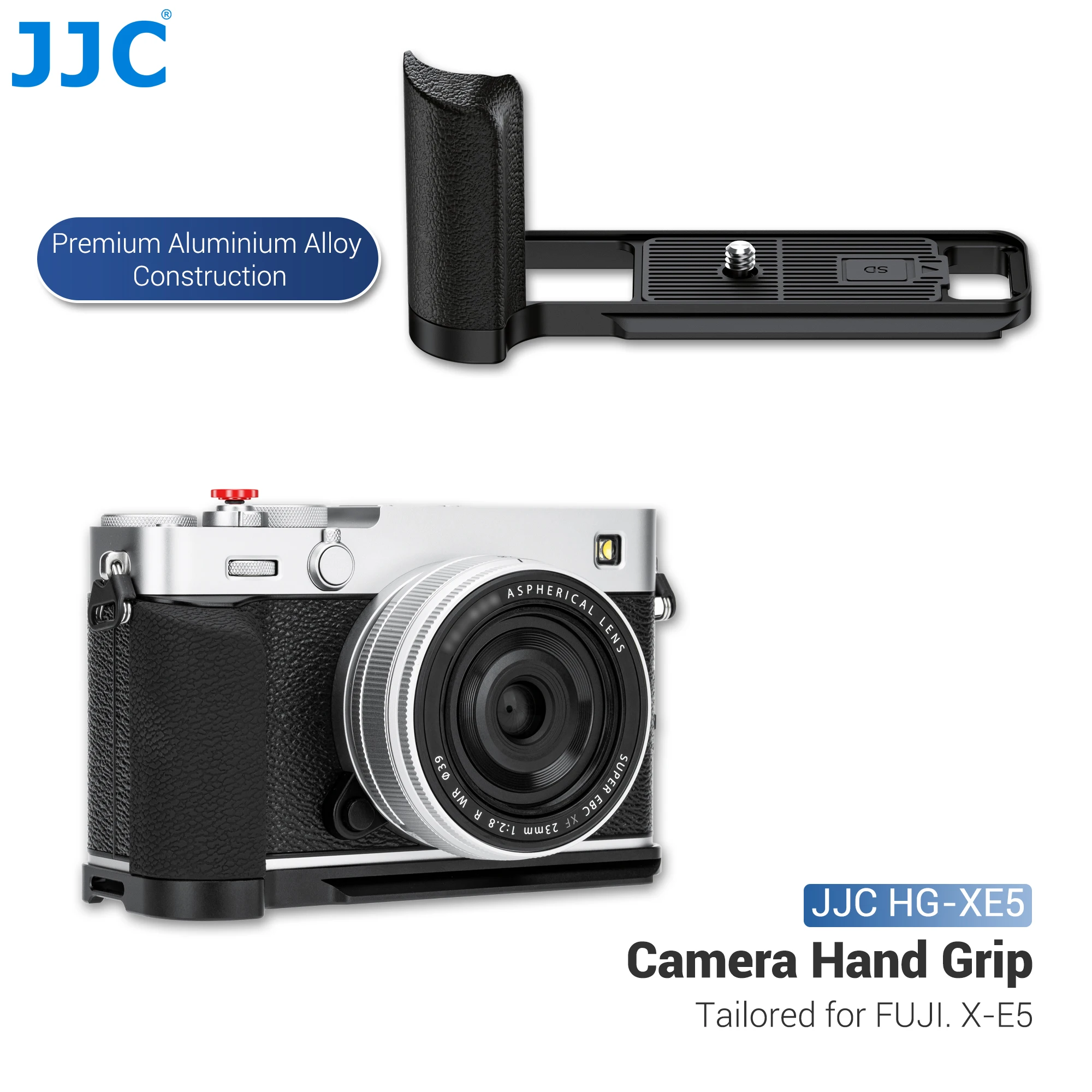 

JJC Fujifilm X-E5 XE5 Accesories Camera Hand Grip with Shutter Button For Fuji XE5 Screen Protector Tempered Glass Wrist Strap
