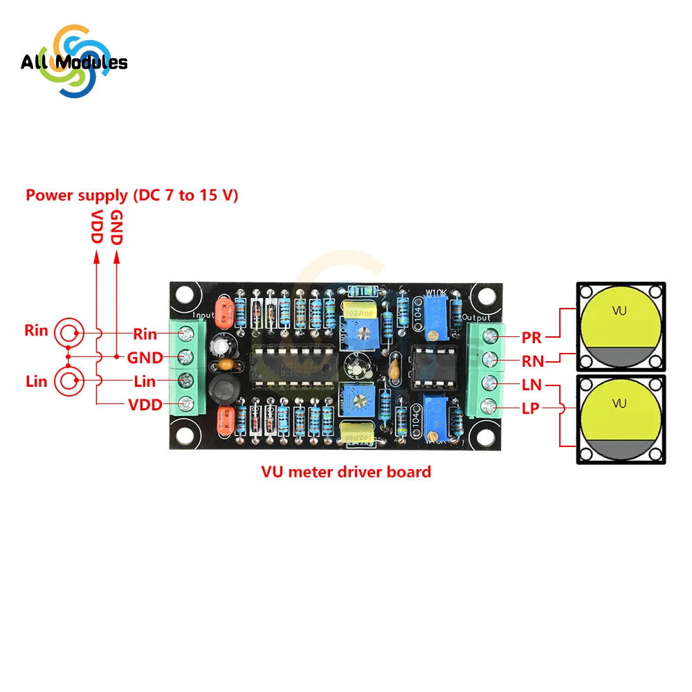 DC 7-15V Single Power VU Meter Head Level Meter Driver Board Front-End Electronic Tube Gallbladder Machine Driver Module.