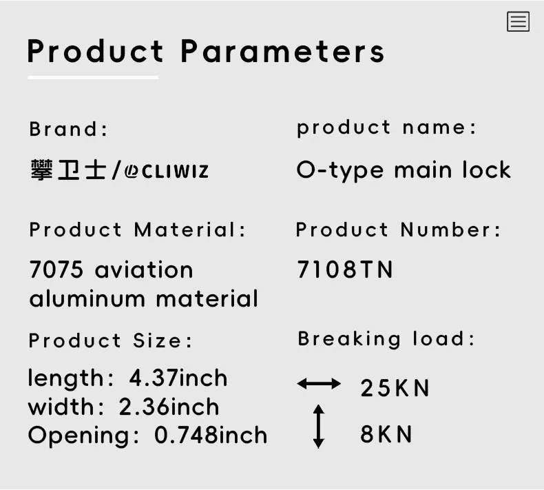 CLIWIZ Marke 30kN Outdoor Professioneller Karabiner 7075 Luftfahrt-Aluminium Sicherheits-Automatikverschluss B Mit CE/UIAA-Zertifikaten – Detail 11