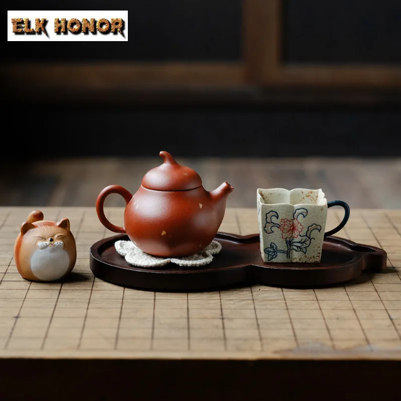 Sprinkled Gold Eggplant Purple Clay Teapot Tea Set Complete Set Zen Tea Ceremony Set Teapot And Tea Cup Set Teaware Ornaments