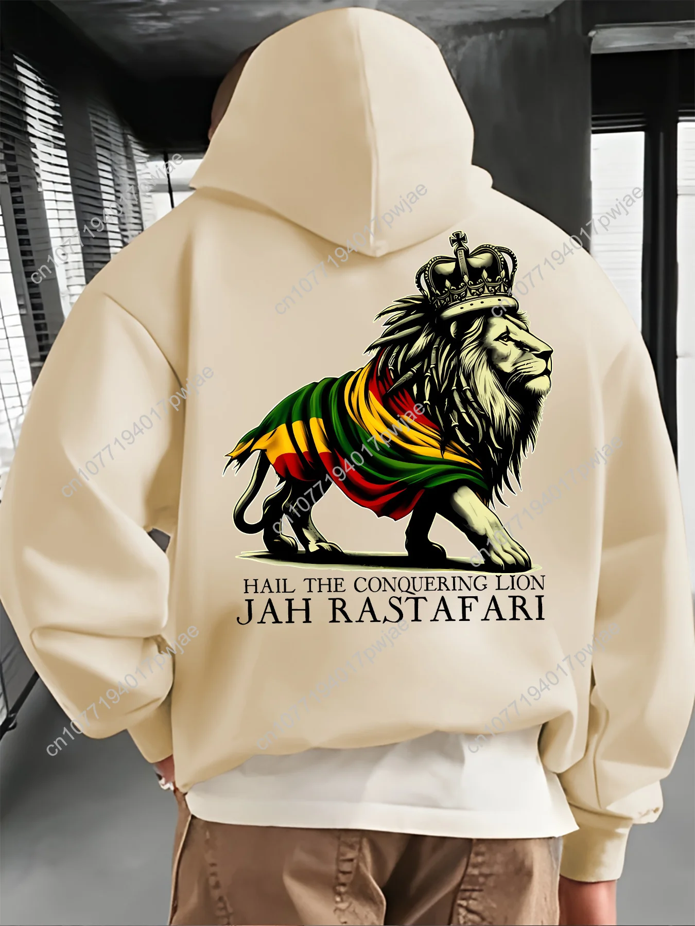 Men'S Lion Graphic Hoodie with Drawstring & Kangaroo Pocket - "Hail the Conquering Lion" Print, Comfortable Casual Pullover, Bla