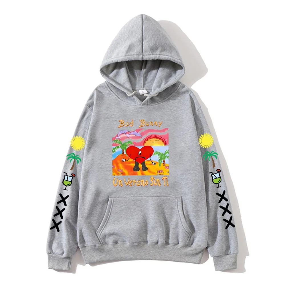 Un Verano Sin Ti Bad Bunny Hoodie Funny Cartoon Graphic Printed Sweatshirts Aesthetic  Autumn/Winter Pullovers Hooded Fleece