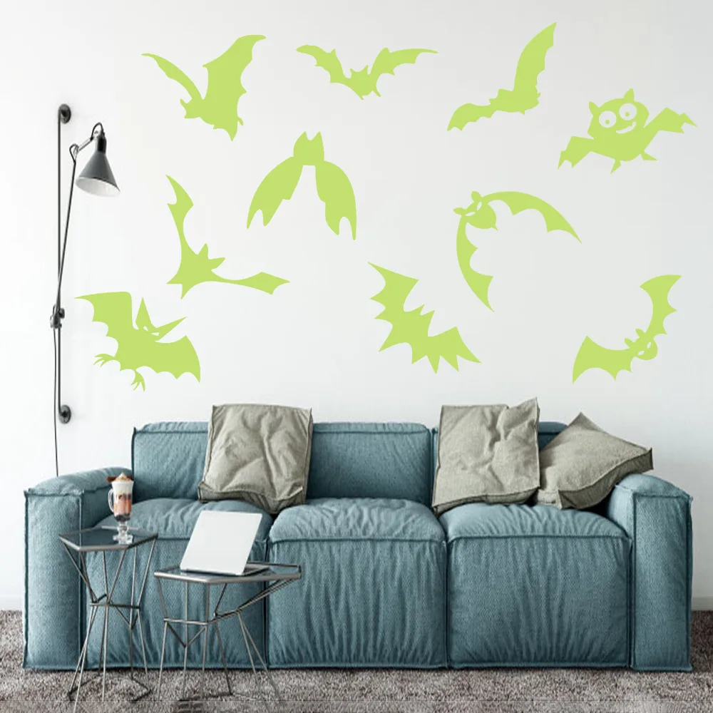 Nightlight Bat Stickers Halloween Wall Stickers Festival Supplies Horror Theme Party Decoration Living Room Bedroom Sticker - view 5