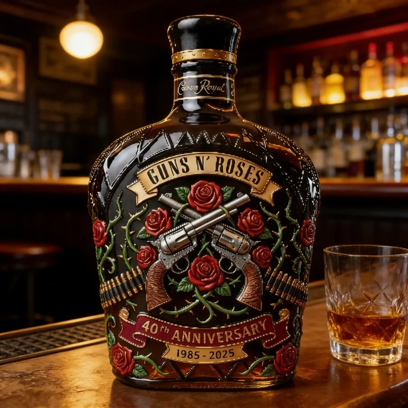 Guns N' Roses 40th Anniversary Commemorative Decanter 1985-2025 Limited Edition Rock Band Liquor Bottle Barware view 2