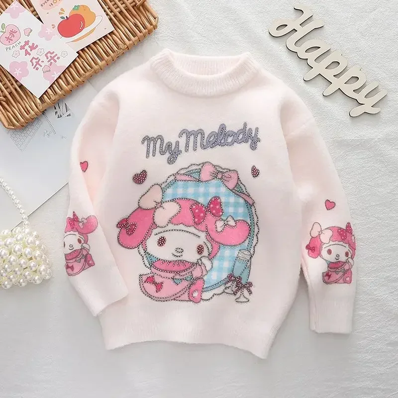 

Cinnamoroll Anime Hello Kitty Kawaii Sanrio Long Sleeve Sweater Cute Cartoon Kuromi Children Children Fleece Hooded Gifts Kids