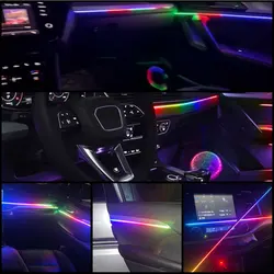 For 18in1 LED Symphony Strip Car Ambient Light accessories RGB 264Color Interior Acrylic Strip Guide Fiber Optic Interior light