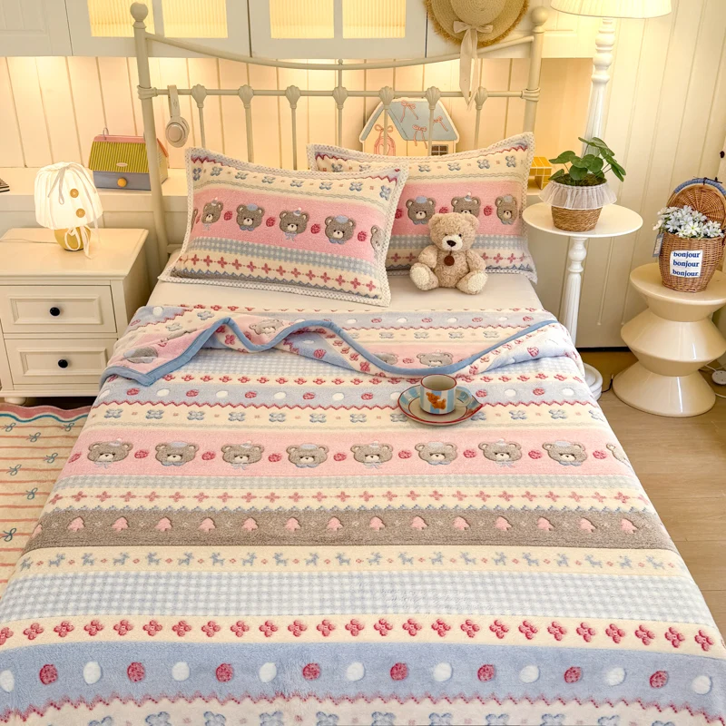Muxuehua Velvet Blanket Lovely Dog Cat Cartoon Animal Throw Soft Blanket for Bedsheet High-quality Blanket for Sofa Office Nap