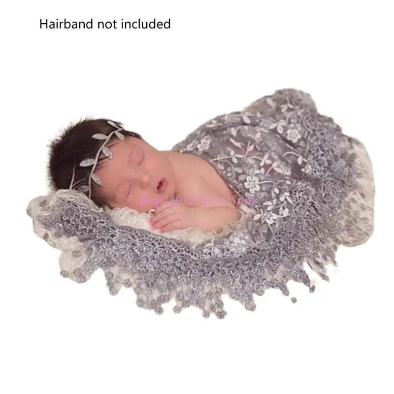 R6FD Unique Lace Embroidery Newborn Photography Props Soft Wrapping Cloth for Babies