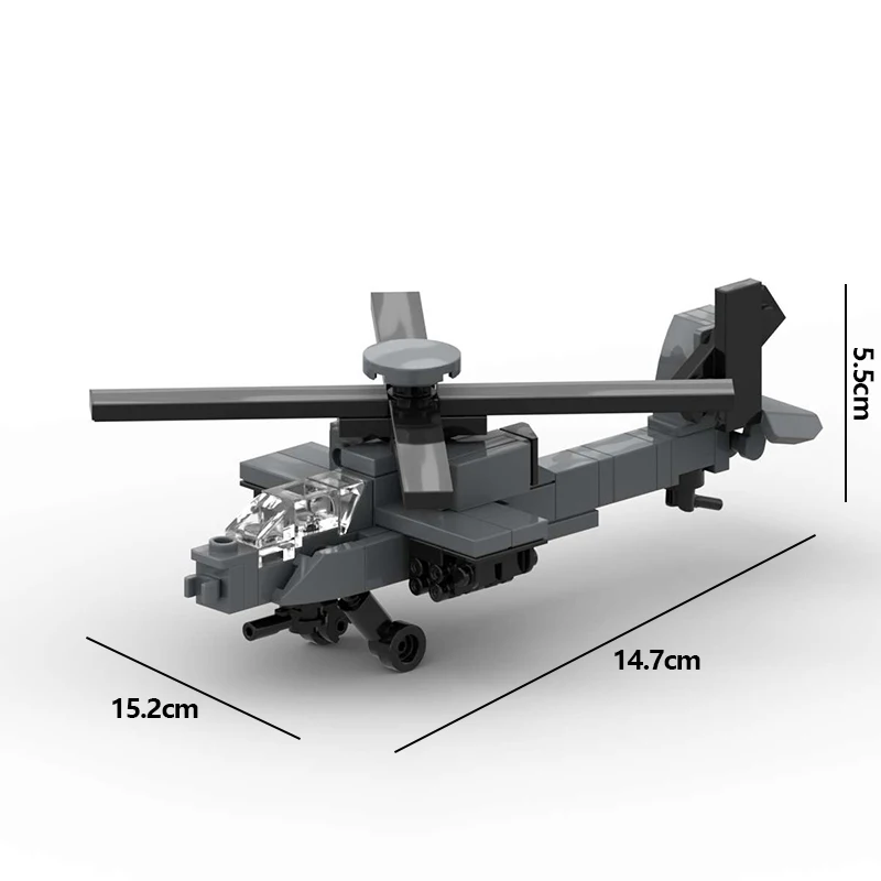 MOC Kreatives Militär-Flugzeug Apache Longbow Baustein-Modell DIY Lehrreiches Montage-Spielzeug für Kinder Geburtstagsgeschenk Dekoration – Detail 12