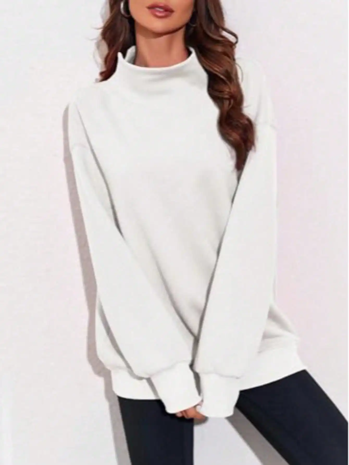 

Women's Oversized Ribbed Turtleneck Sweater, Long Sleeve Knit Pullover Top, Casual Loose Fit Shirt
