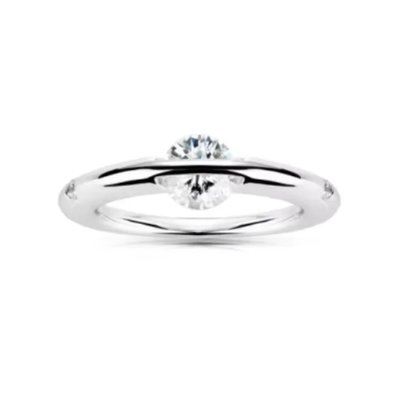 Bellux Minimalism Jewelry 925 Silver Gold Plated Synthetic Zircon Ring White Dynamic Fashion Simple Diamond Rings for Women