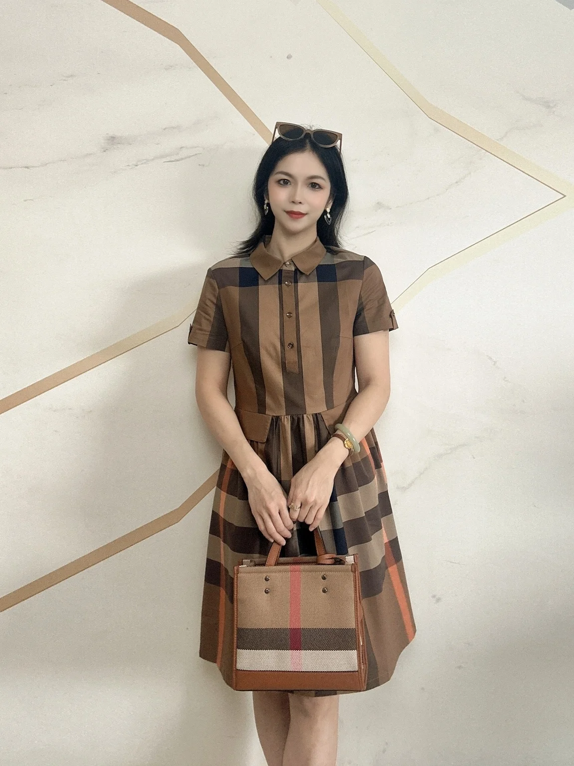 Verão novo feminino fino ajuste listrado gola irt casual versátil midi dr faionable ort sve dr para escritório