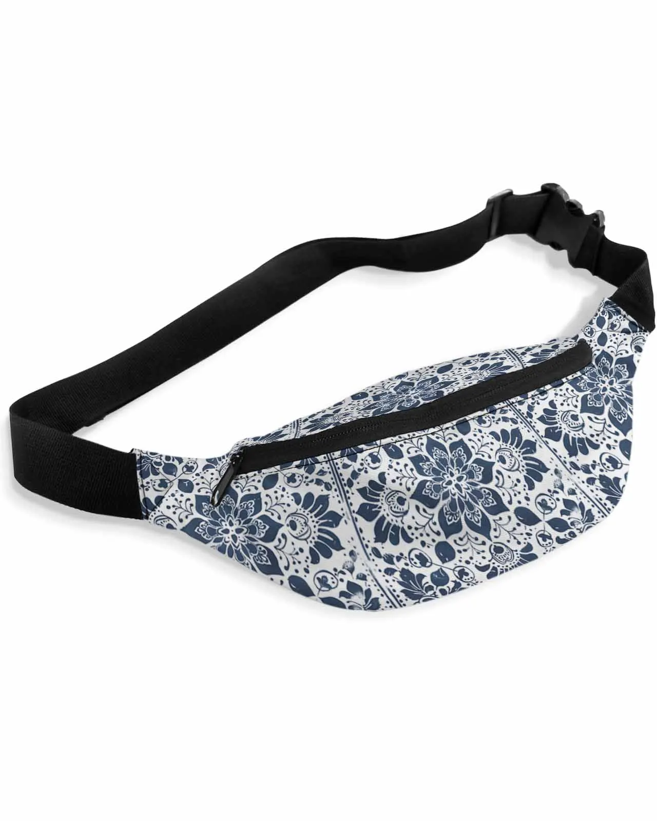 Saco de cintura impermeável para homens e mulheres, Fanny Pack, Belt Bag, Carteira, Banana Hip Bags, Mandala, Folha, Padrão de flor