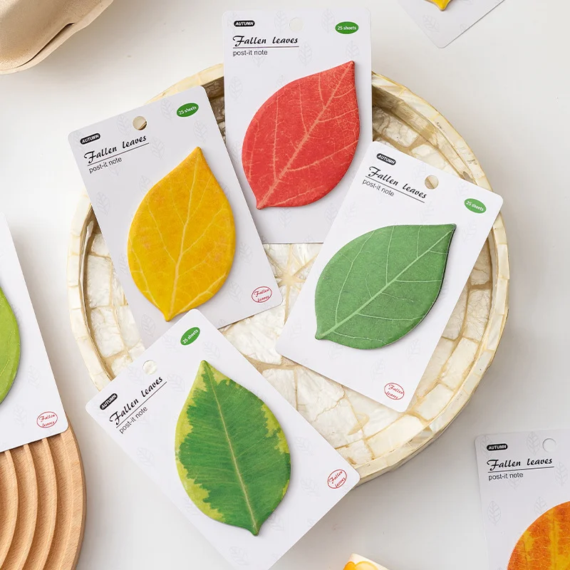 25 Sheets/Book Leaf Sticky Notes Stickers Leaf Sticky Notes DIY Decoration Plant Green Sticky Notes Leaf Stickers
