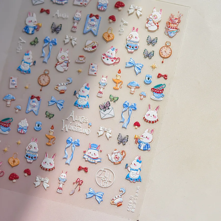 1PCS Easy-Peel Feature Rabbit Nail Stickers Cartoon Animals Motif Nail Art Decor Whimsical Storybook Aesthetic Style Stickers