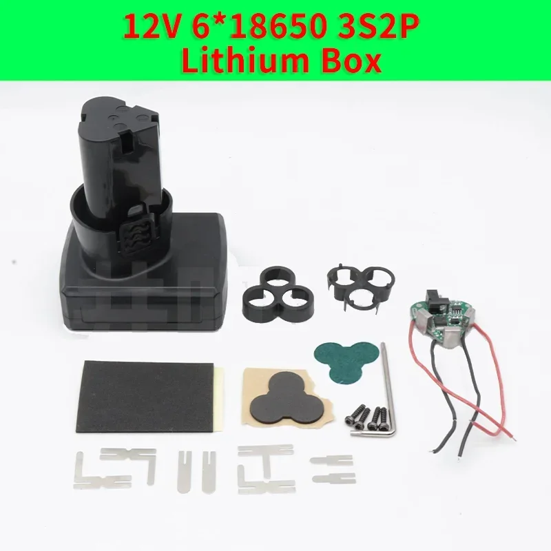 Hand Drill Power Li-ion Battery Protection Board 18650 Lithium Box Circuit Pack Shell Case Bracket 3S2P 12V DC Electric Tools