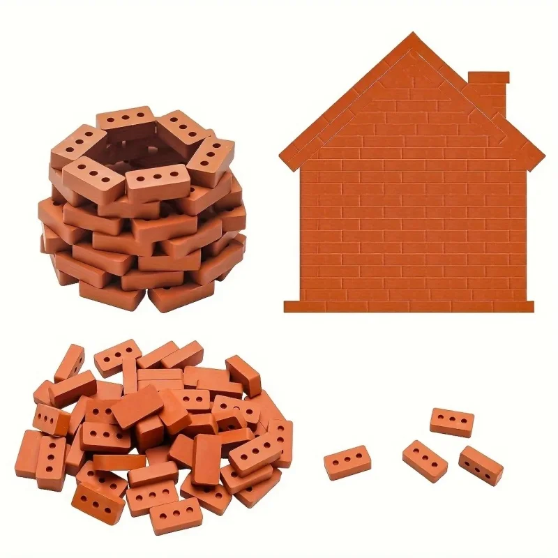 

New 1:16 Mini Three-Hole Red Bricks 50/100pcs - Micro Building Blocks for Garden Greening & Model Brick Walls