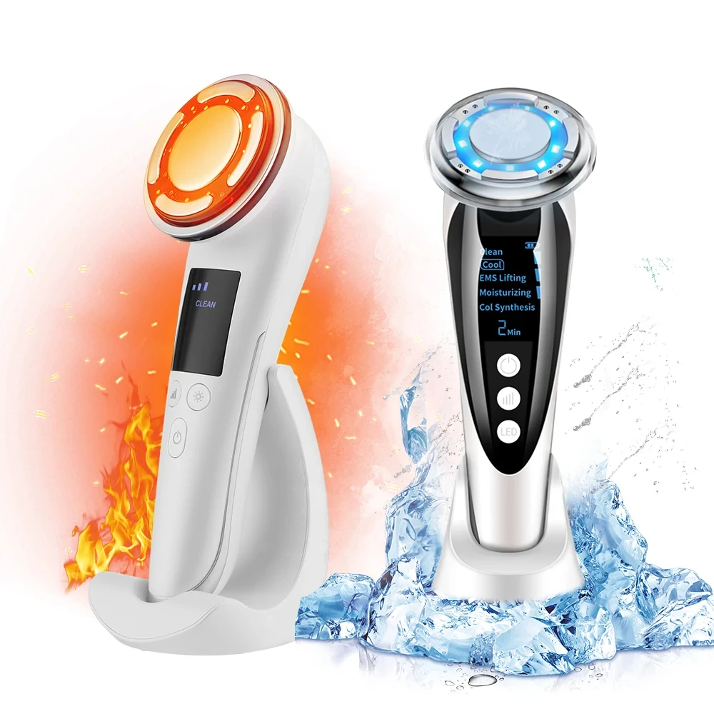 EMS Hot and Cooling Facial Cleaner Face Massager Skin Care V-line Face Lifting Tightening Double Chin Remover Beauty IPL Pulse