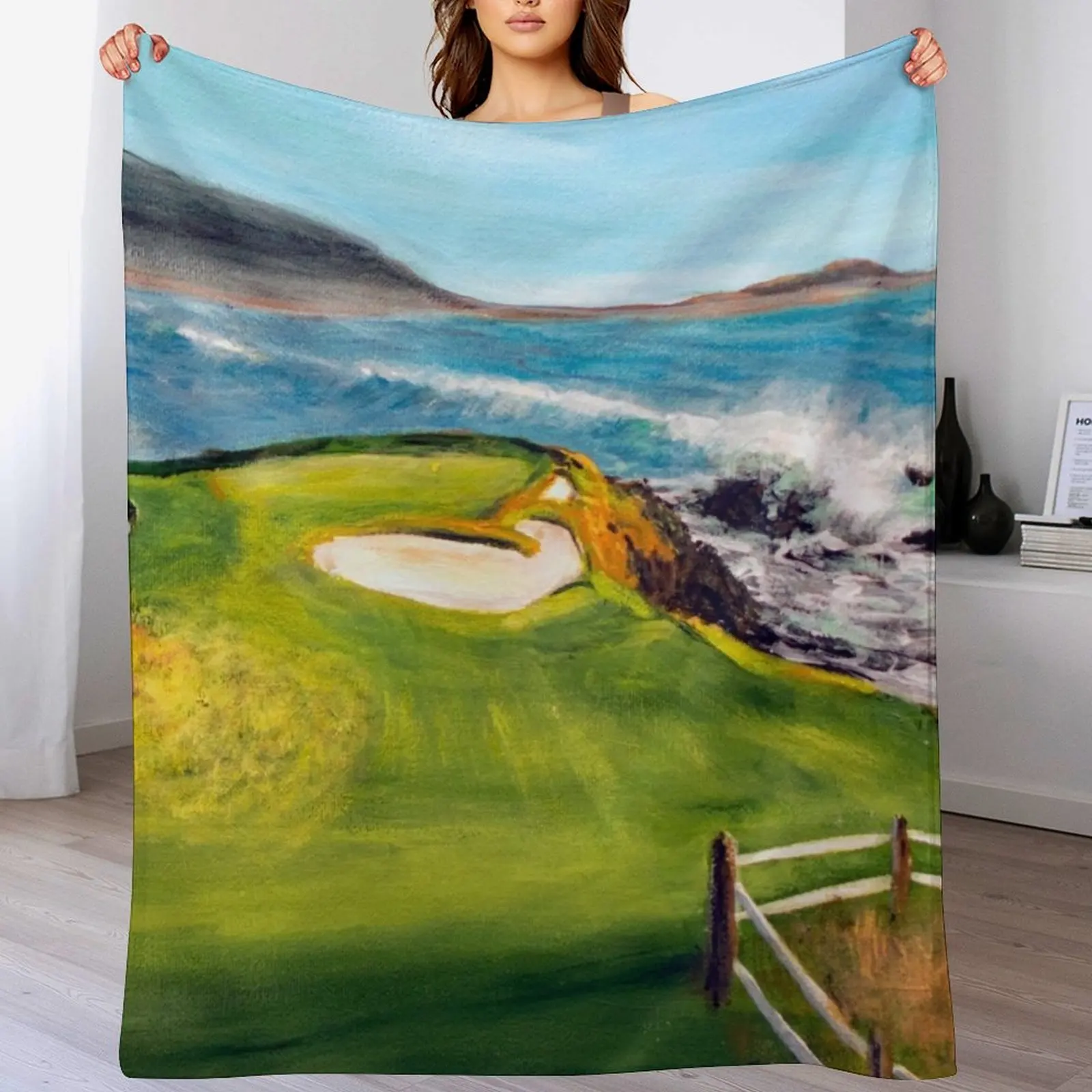 

7th Hole At Pebble Beach California Throw Blanket heavy to sleep Kid'S Baby funny gift Blankets