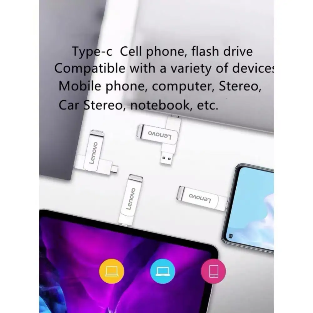 Lenovo 2-In-1 64TB 16TB USB Flash Drive Type-c Pendrive 2TB 1TB 256GB 128GB High Speed USB Stick Waterproof Flash Pendrive Disk