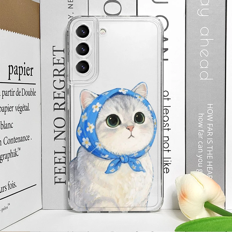 Custodia per telefono trasparente con pittura a olio animale gatto per Xiaomi Redmi Note 14 Pro Plus 13 12 11 10 PRO 15C 14C 13C Coperture morbide