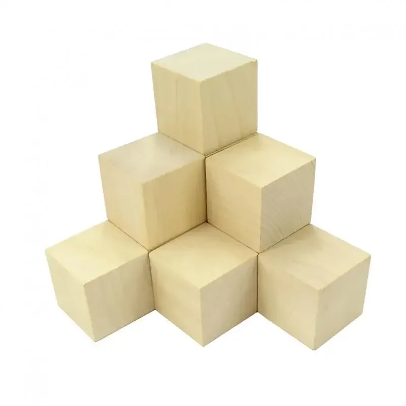 Blocs cubes en bois de 8 à 100mm, 1-1000 pièces, ensemble de géométrie mathématique de carrés solides en bois naturel, accessoires de bricolage pour jouets Puzzle pour enfants