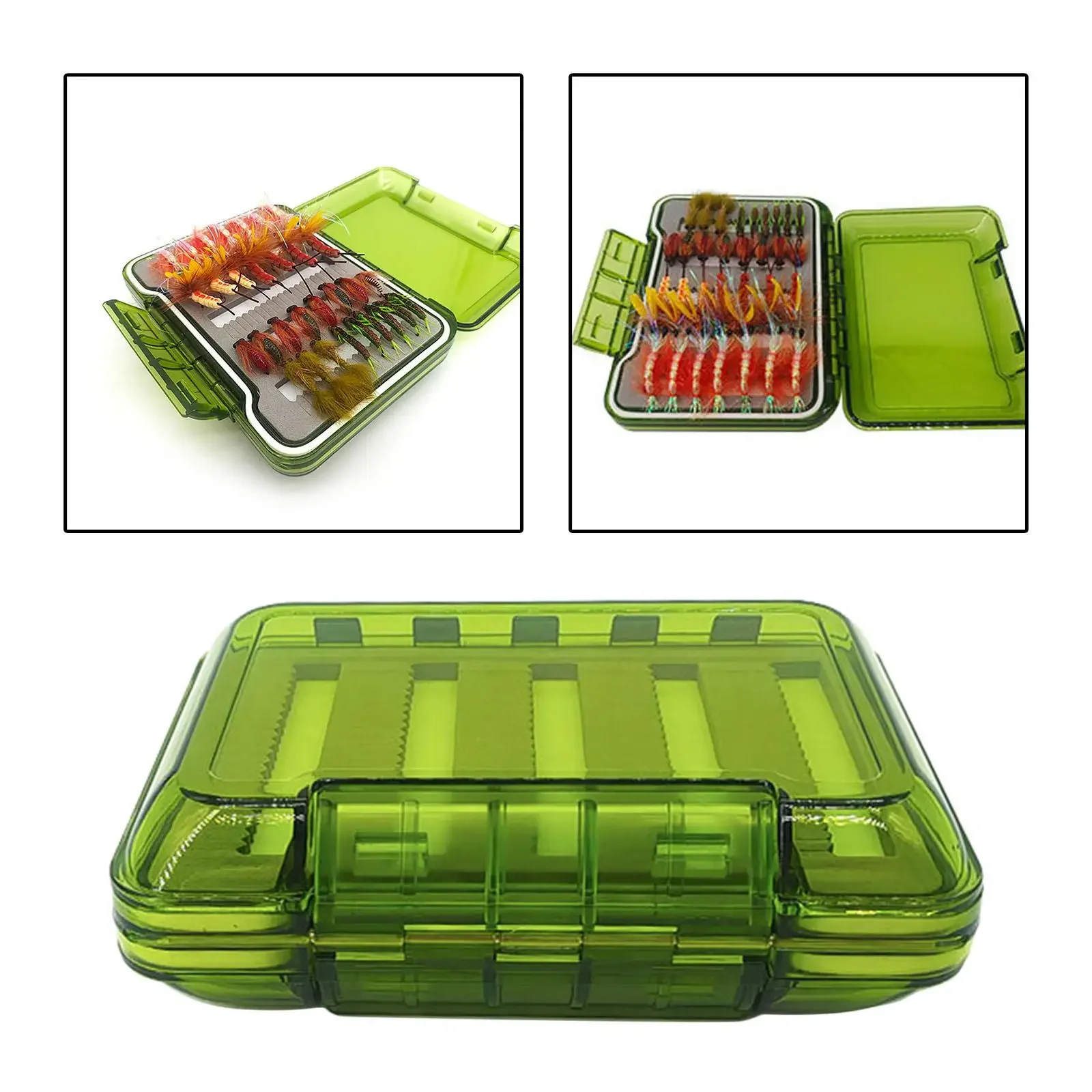 Waterproof Fly Box 2 Sided Fishing Lure Organizer Transparent Lid Wet Dry Fake Bait Case Fishing Lure Box Fly Fishing Box