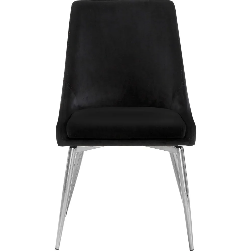 Moderne fluwelen gestoffeerde eetkamerstoelen met metalen poten - Karina-collectie van Meridian-meubels, set van 2