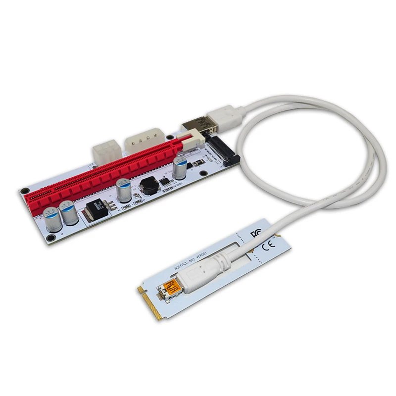 Riser biały 008S NGFF M.2 PCIE PCI-E 1X 2X 4X 8X 16X karta adaptera USB 3.0 60cm kabel danych dla BTC górnictwo koparka bitcoinów Antminer — zdjęcie 2