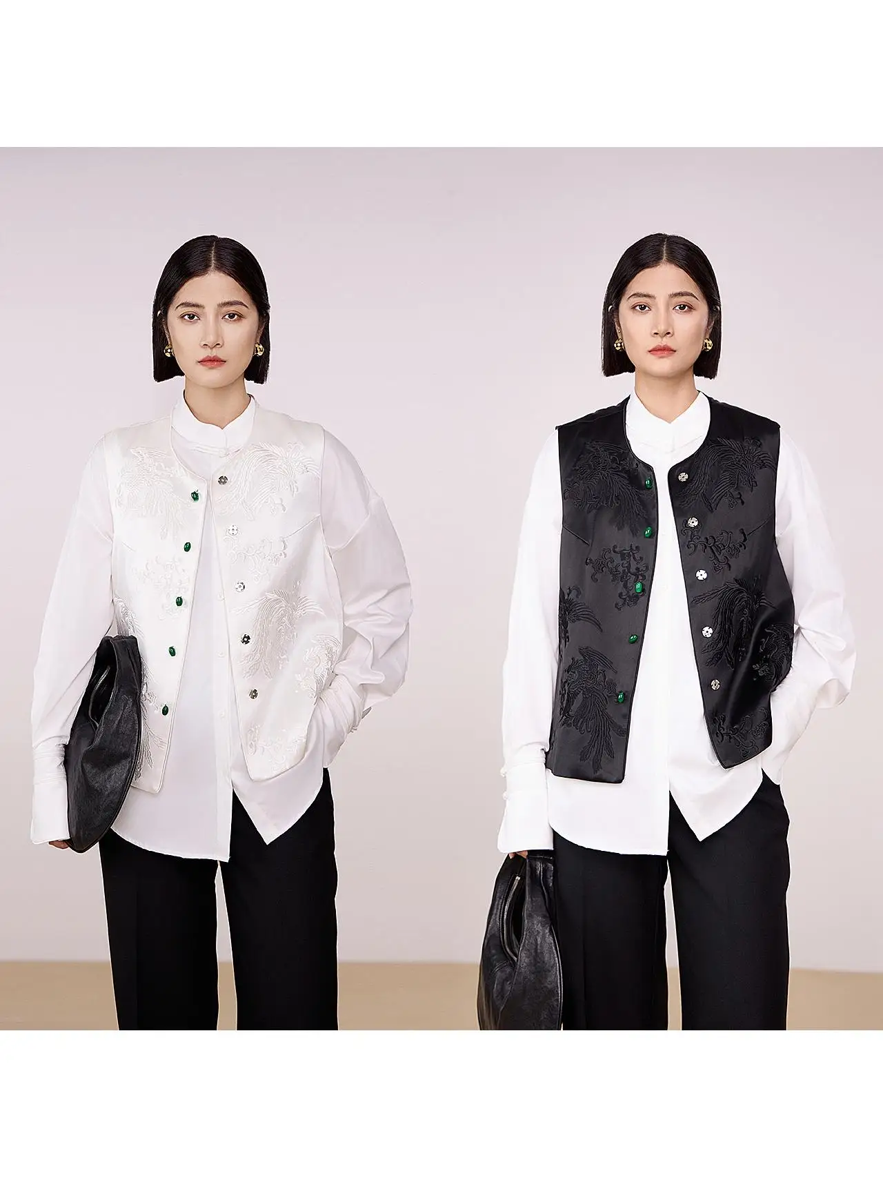 

Xinye Ni New Chinese Sle Embroidered Vest Women's Outerwear Autumn Winter Vintage Elegance Layering oulder Pad