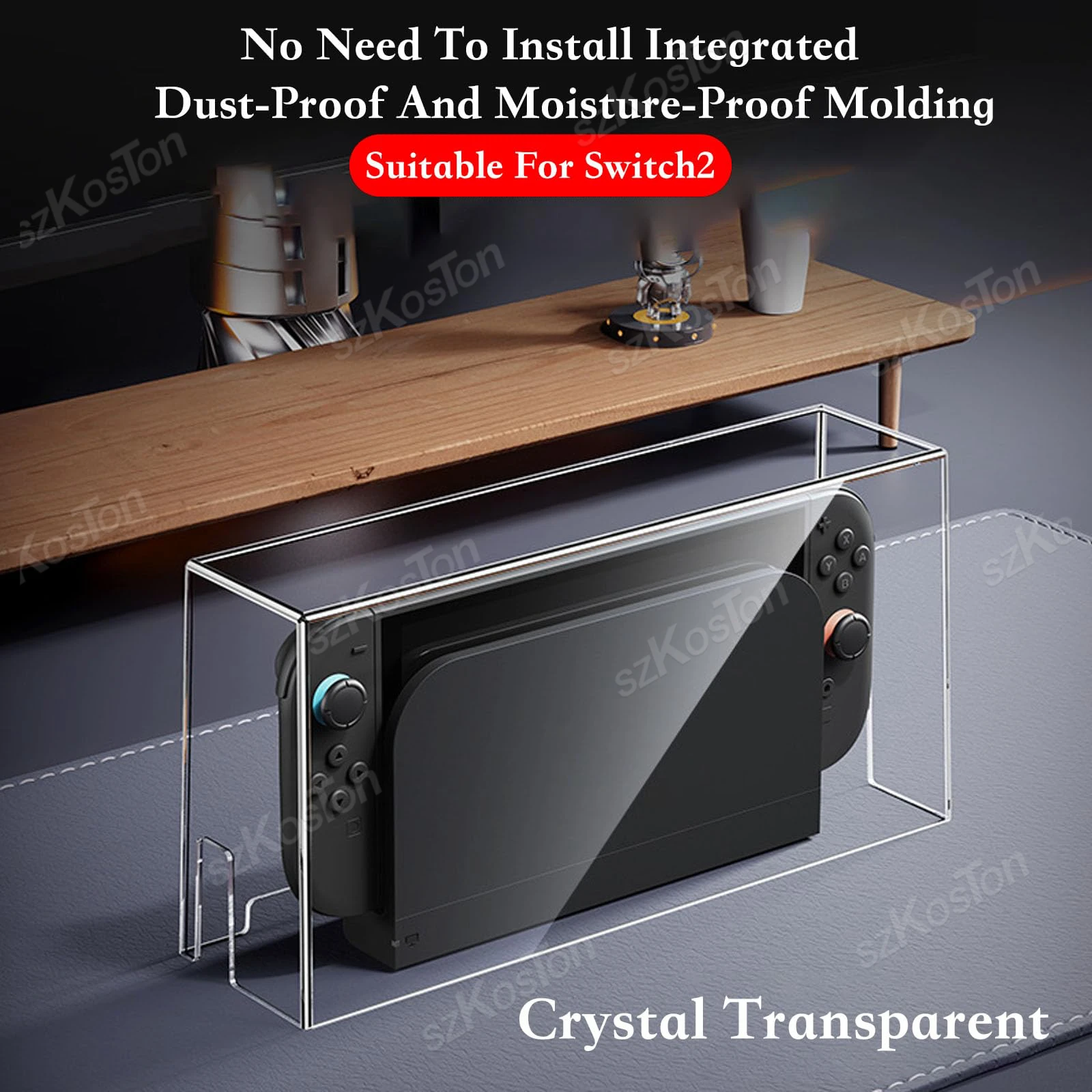 Capa protetora acrílica contra poeira para switch 2, console de jogos, capa protetora transparente, anti arranhões, à prova d'água, acessórios para jogos switch2