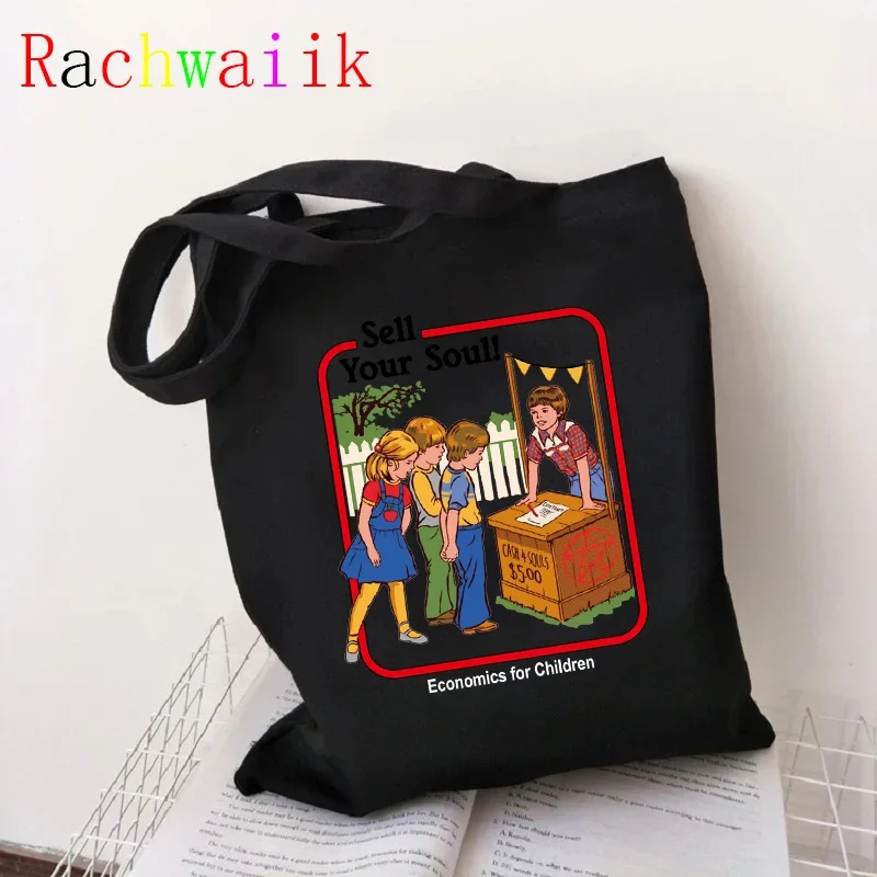 Satan Shopping Bag Graphic Tote Vintage Harajuku Shopper Bag Women Canvas Shoulder Bag Female Ulzzang Funny Eco Large-capacity