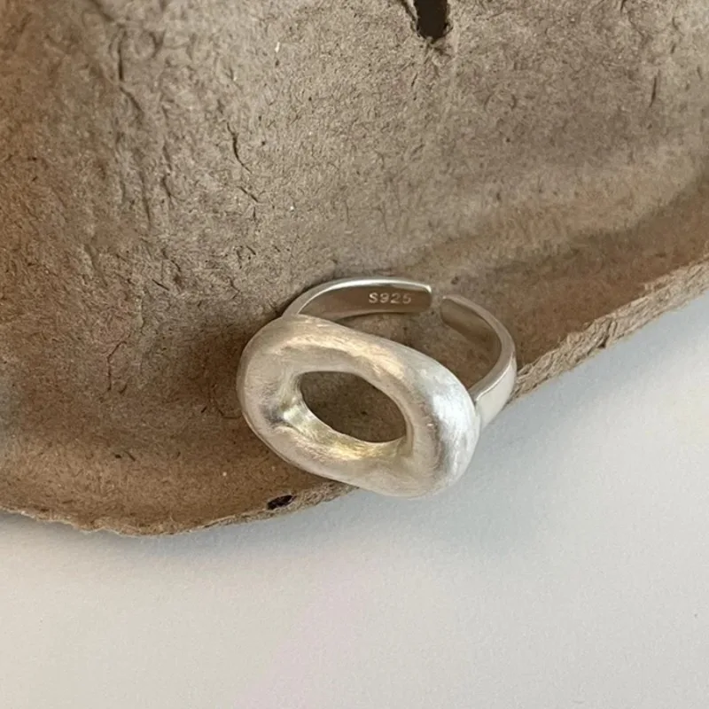 Women's 925 Sterling Silver Open Wide Irregular Ring