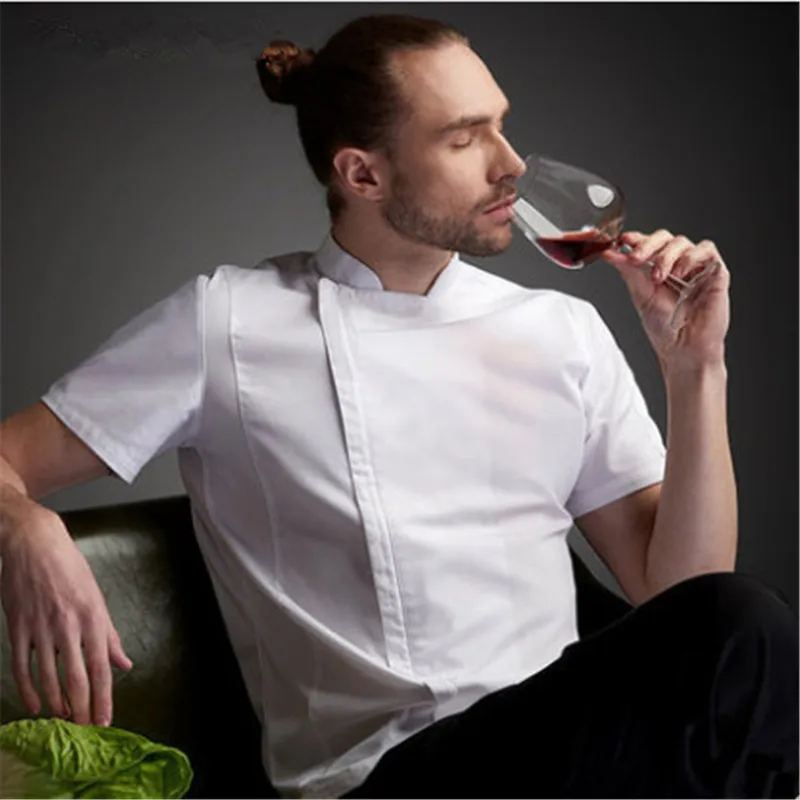 Korte Mouwen Chef Uniform Ademende Zomer Keuken Koken Jas Restaurant Hotel Cafe Kapper Ober Werk Shirt Unisex