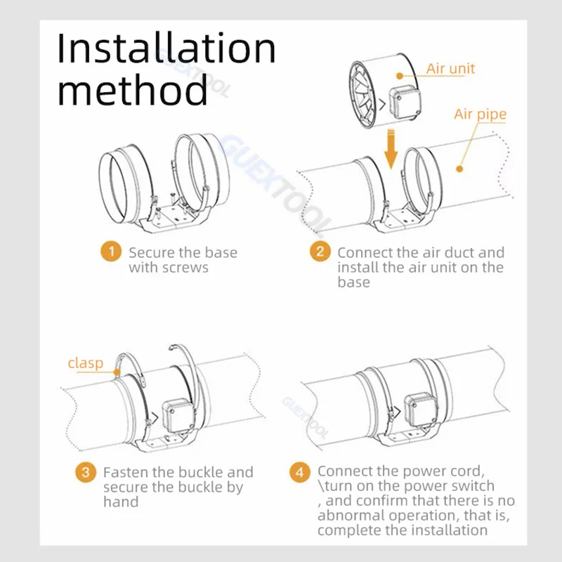 Extractor Exhaust Fan Household Pipe Ventilation Low Noise Inline Duct Wall Air Blower Home Bathroom Grow Room Ventilation Vent