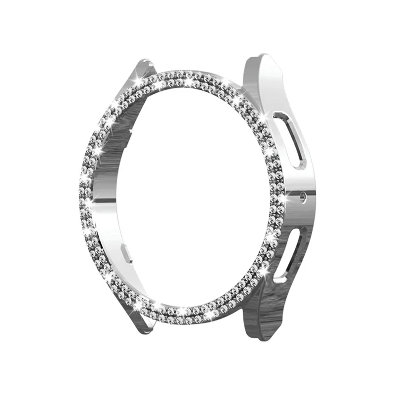 สําหรับ Samsung Galaxy Watch 7 กรณีไฟฟ้าเดี่ยวและคู่แถวเจาะ Hard 44 มม.เปลือกป้องกัน Silver