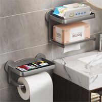 Bathroom Toilet Paper Holder Punch Free Wall Mounted Creative Phone Roll Paper Tissue Box Bathroom Accessories Storage Rack