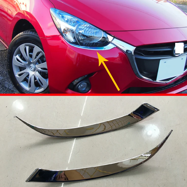 

Для Mazda 2 Demio DJ DL 2015 2016 2017, ABS хромированная фара, отделка век, автомобильные аксессуары, наклейки
