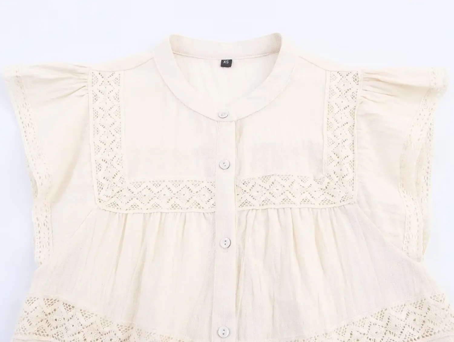 Lace crochet holiday style top Summer Women's Single Row Skirt Multi-Buled round Neck Straight Flower Hook Knitted Holiday Top