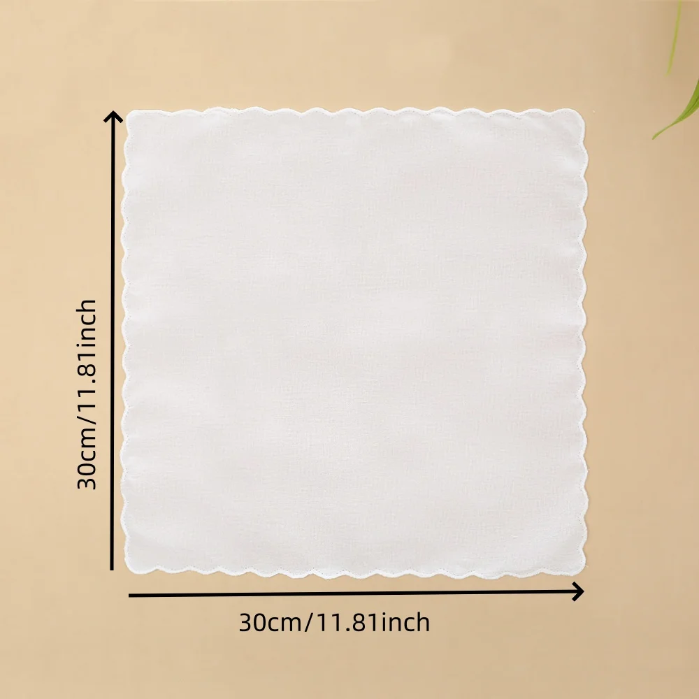 Fazzoletto in cotone spesso vecchio stile 30 cm, fazzoletto bianco puro unisex, tovagliolo da esterno, fazzoletto stampato ricamato