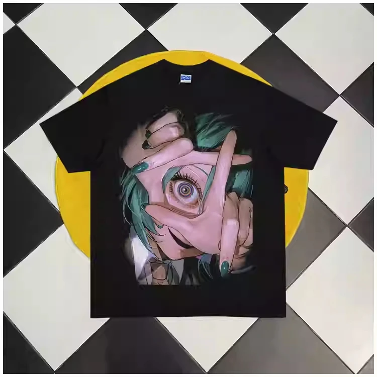 ملابس أنيمي قطنية 100% دافئة ومريحة لعام 2025 كاملة الأوقات ملابس كلاسيكية كبيرة الحجم ملابس الشارع الشهير تي شيرت جرافيك ملابس رجالية #1